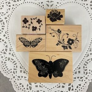 Vintage Vicki Schreiner Magenta & more rubber stamps butterflies floral